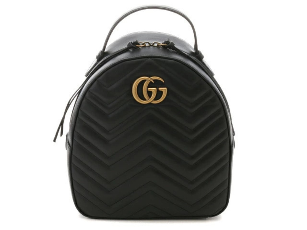 Gucci Leather Bag GG Marmont Backpack Black